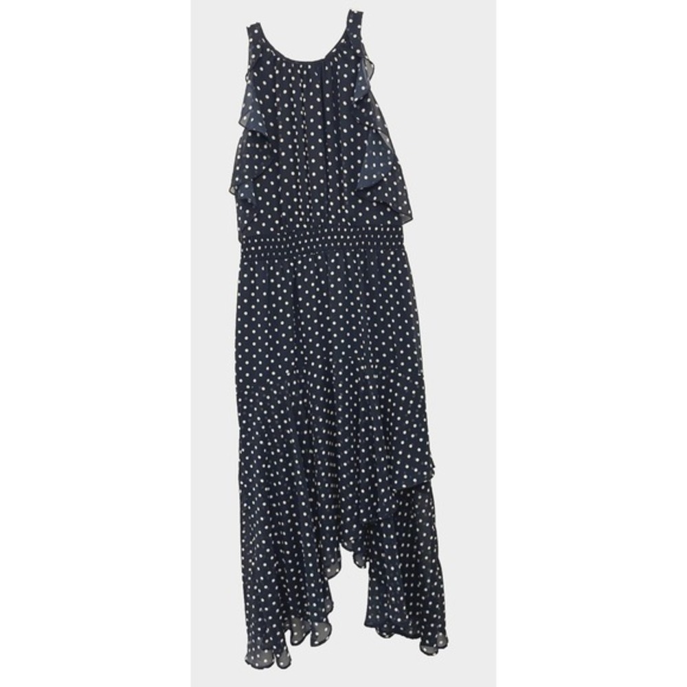 Vince Camuto Women's Blue Ruffled Blouson Layered Midi Lined Dress, Size 12